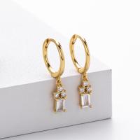 Gold Cubic Zirconia Drop Huggie Earrings