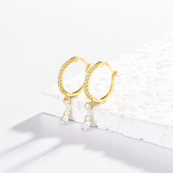 Gold Pavé Cubic Zirconia Hoop Earrings