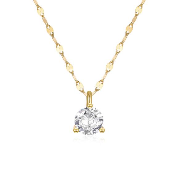 925 Silver Gold Chain Cubic Zirconia Pendant Necklace