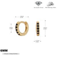 Gold Black Zircon Huggie Earrings