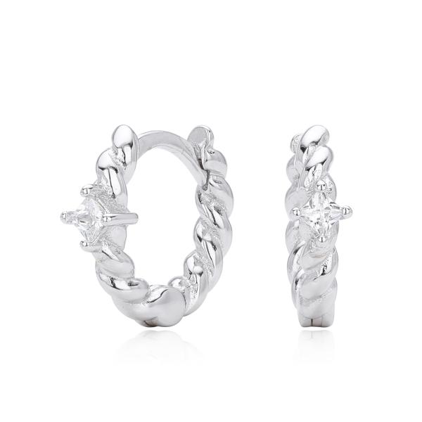 925 Silver Twist Hoop Earrings