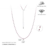 Silver Red Beaded Lariat Necklace