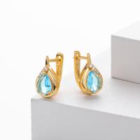 Gold Blue Topaz Drop Earrings