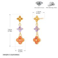 Gold Multicolor Floral Dangle Earrings