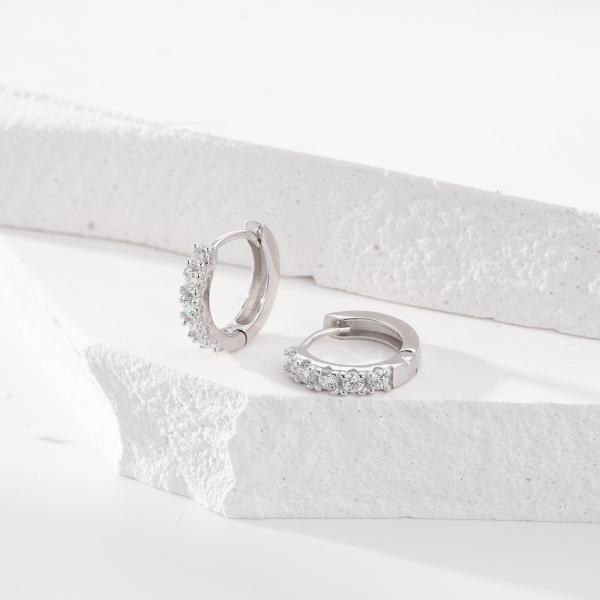 Silver Pavé Huggie Earrings