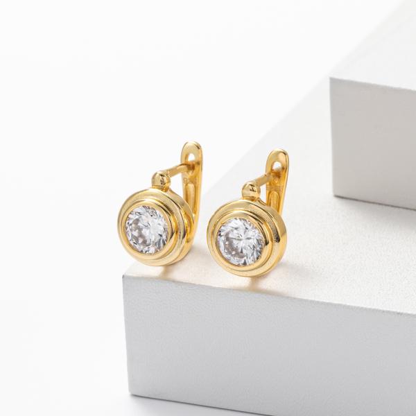Gold Bezel Set Huggie Earrings