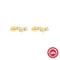 Gold-Finished Floral Cubic Zirconia Stud Earrings