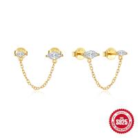 Gold-Tone Chain Earrings with Cubic Zirconia