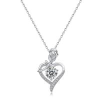Silver Heart Rose Pendant Necklace