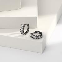 Black-Tone Cubic Zirconia Huggie Earrings
