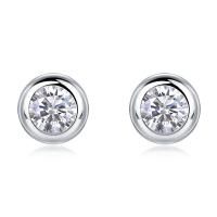 Cubic Zirconia Bezel Silver Stud Earrings
