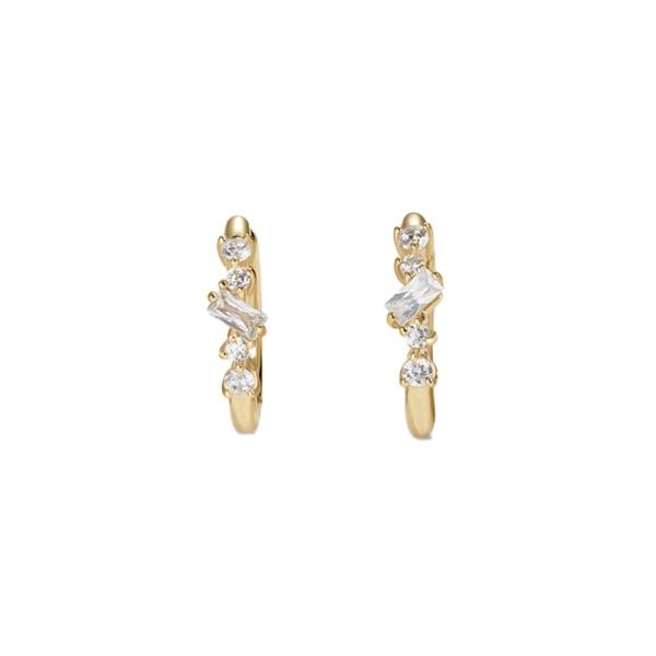 Gold Cubic Zirconia Huggie Earrings