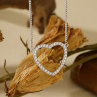 Silver Heart Pavé Pendant Necklace