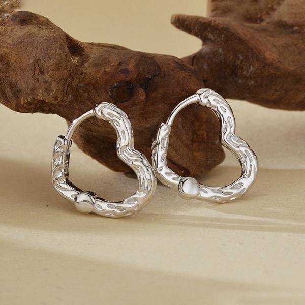 Textured Silver Small Hoop Earrings