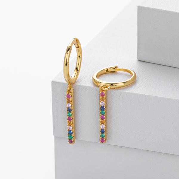 Gold Multicolor Dangle Hoop Earrings