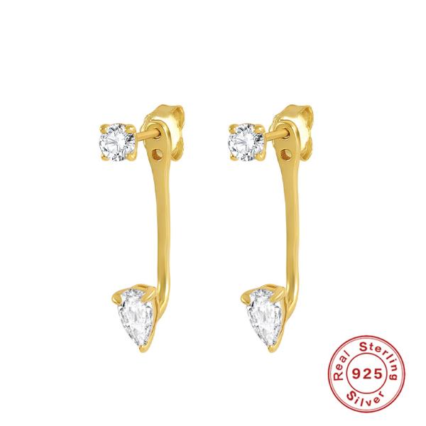 Gold-Plated CZ Minimalist Stud Earrings