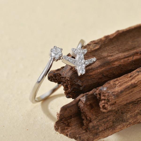 Silver Airplane Open Band Ring