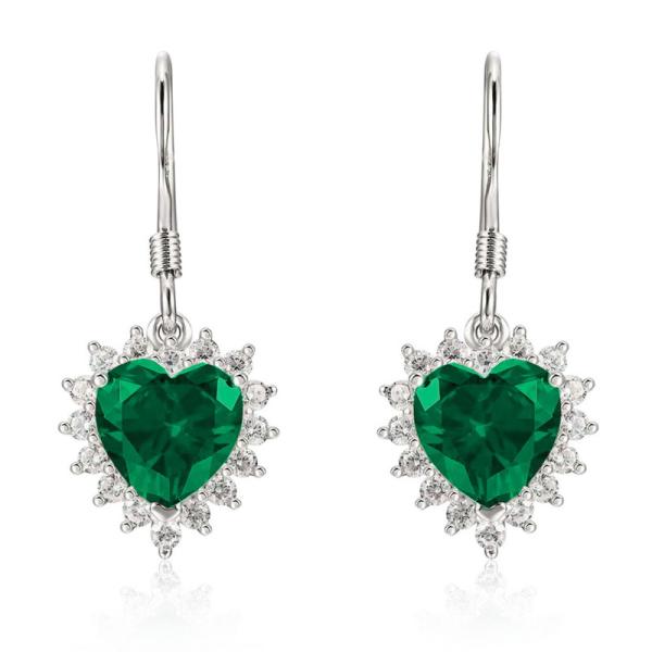 Silver Heart Halo Dangle Earrings