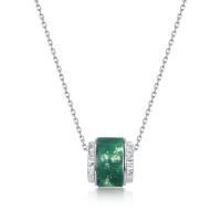 Barrel Green Jade Pendant Necklace