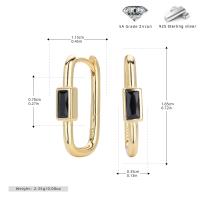 Gold Huggie Earrings with Black Zircon