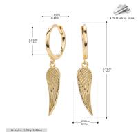Gold Wing Dangle Hoop Earrings