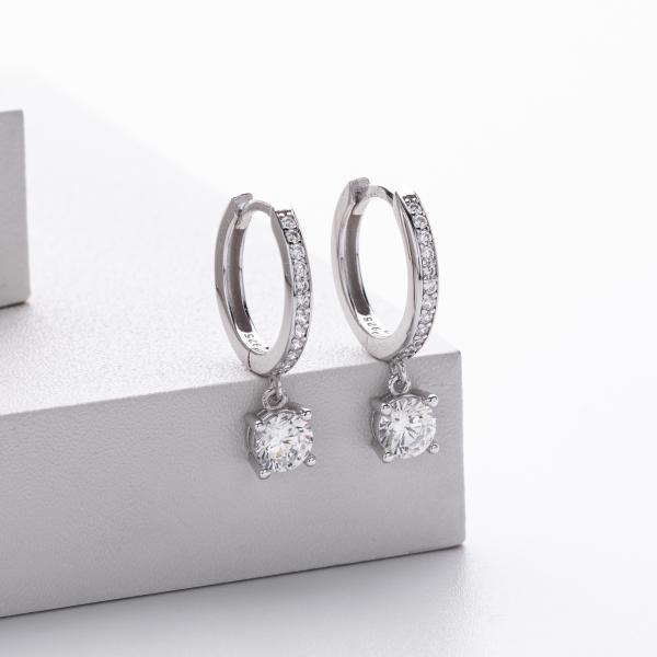 Silver Cubic Zirconia Huggie Earrings