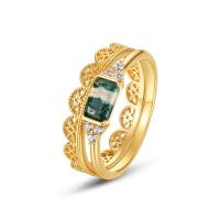 Gold Filigree Green Stone Band Ring