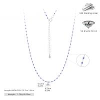 Silver Blue Beaded Lariat Necklace