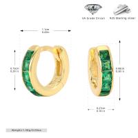 Gold Green Zircon Huggie Earrings