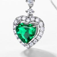 Emerald Heart Prong Pendant Necklace