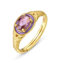 Gold Amethyst Enamel Ring