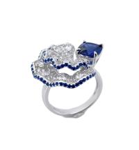 Silver Sapphire Geometric Statement Ring