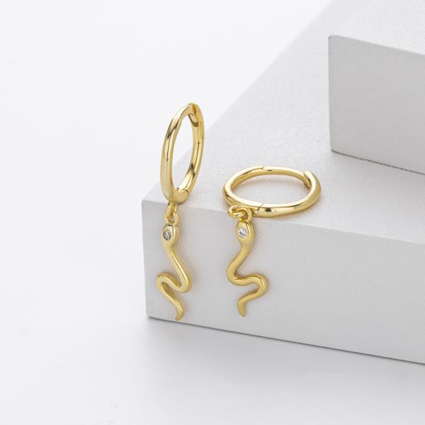Gold Snake Hoop Earrings