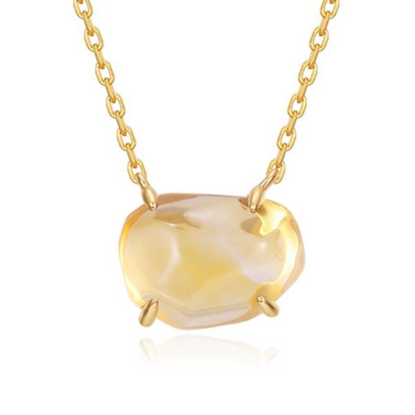 Citrine Gold Chain Pendant Necklace