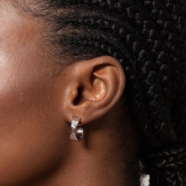 Silver Abstract Hoop Earrings