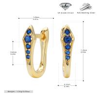 Gold-Plated Blue Zircon Pavé Huggie Earrings