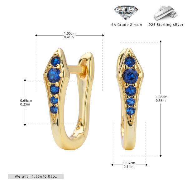 Gold-Plated Blue Zircon Pavé Huggie Earrings