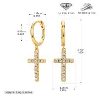 Gold Cross Charm Huggie Earrings