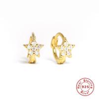 Gold-Plated Star Huggie Earrings with CZ