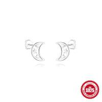 925 Silver Crescent Moon Stud Earrings