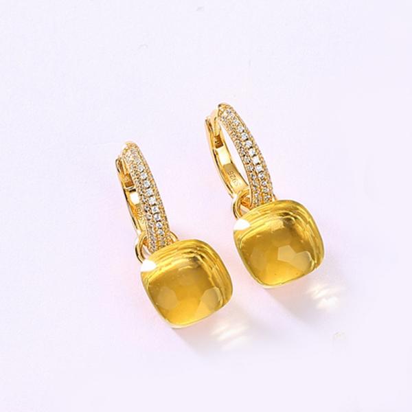 Gold-Tone Citrine Dangle Earrings