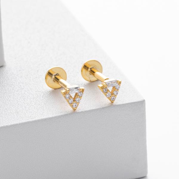 Gold-Tone Triangle Stud Earrings