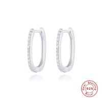 925 Silver Pavé Minimalist Hoop Earrings