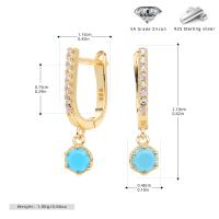 Gold Turquoise Drop Huggie Earrings