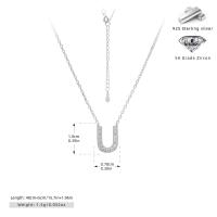 Silver Cubic Zirconia 'U' Pendant Necklace