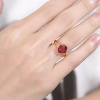 Gold-Plated Red Stone Solitaire Ring
