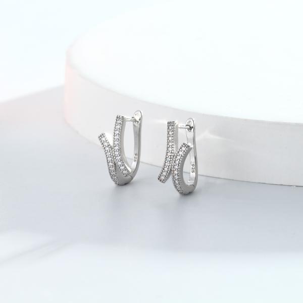Pavé Silver Hoop Earrings
