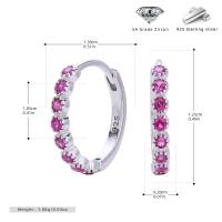 Pink Zircon Silver Hoop Earrings