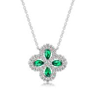 Sterling Silver Floral Halo Pendant Necklace