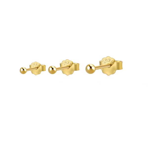 925 Silver Gold-Tone Stud Earrings
